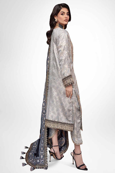 Gul Ahmed 3PC Unstitched Jamawar Embroidered Suit with Raw Silk Dupatta PRW-32073