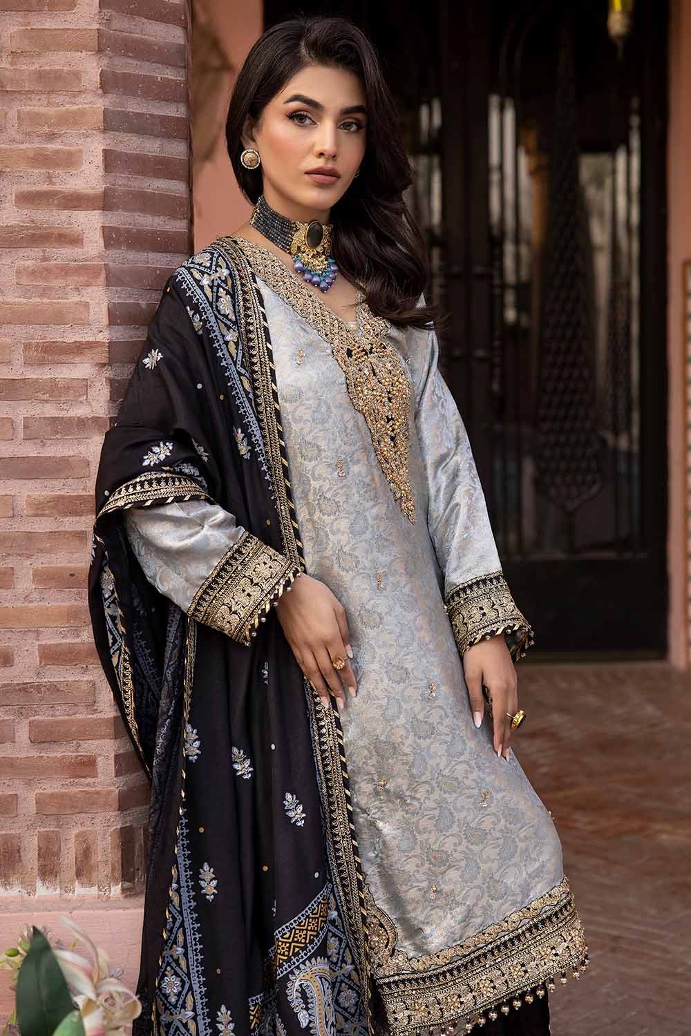 Gul Ahmed 3PC Unstitched Jamawar Embroidered Suit with Raw Silk Dupatta PRW-32073