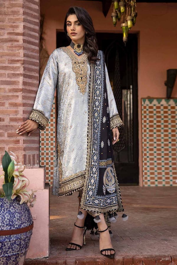 Gul Ahmed 3PC Unstitched Jamawar Embroidered Suit with Raw Silk Dupatta PRW-32073