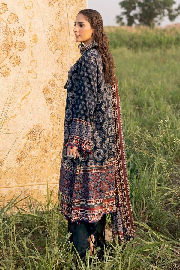 Gul Ahmed 3 Piece Unstitched Printed embroidered raw silk Suit SP-52067