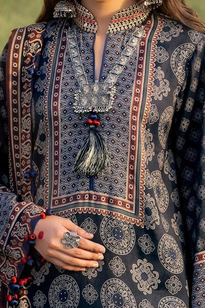 Gul Ahmed 3 Piece Unstitched Printed embroidered raw silk Suit SP-52067