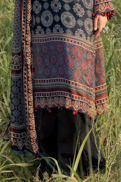 Gul Ahmed 3 Piece Unstitched Printed embroidered raw silk Suit SP-52067