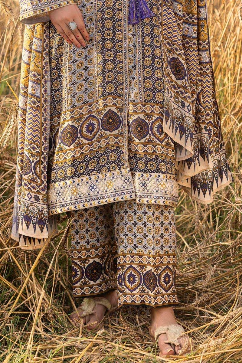 Gul Ahmed 3 Piece Unstitched Embroidered Raw Silk Printed Suit SP-52068