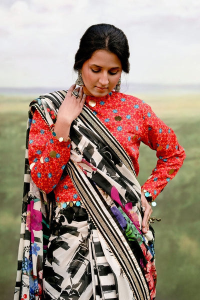 Gul Ahmed 3 Piece Unstitched Denting Lawn Saree SR-52008