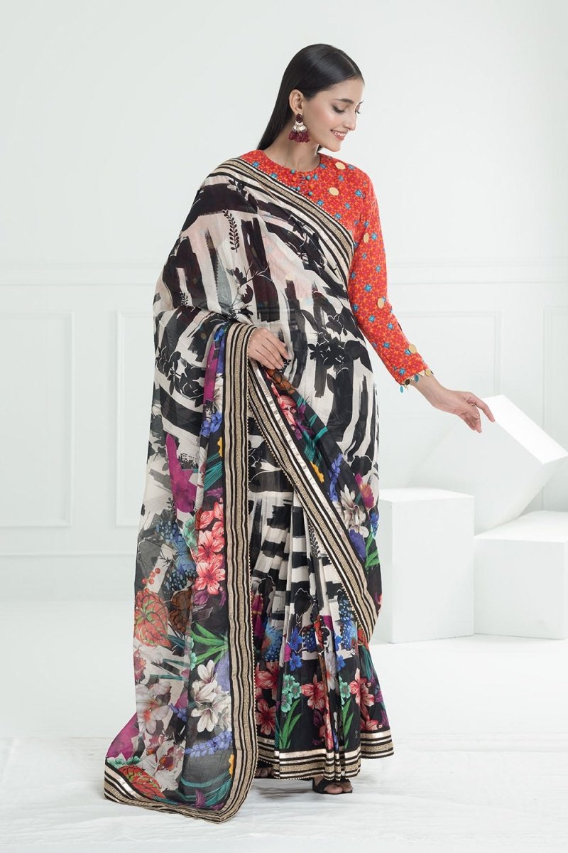 Gul Ahmed 3 Piece Unstitched Denting Lawn Saree SR-52008