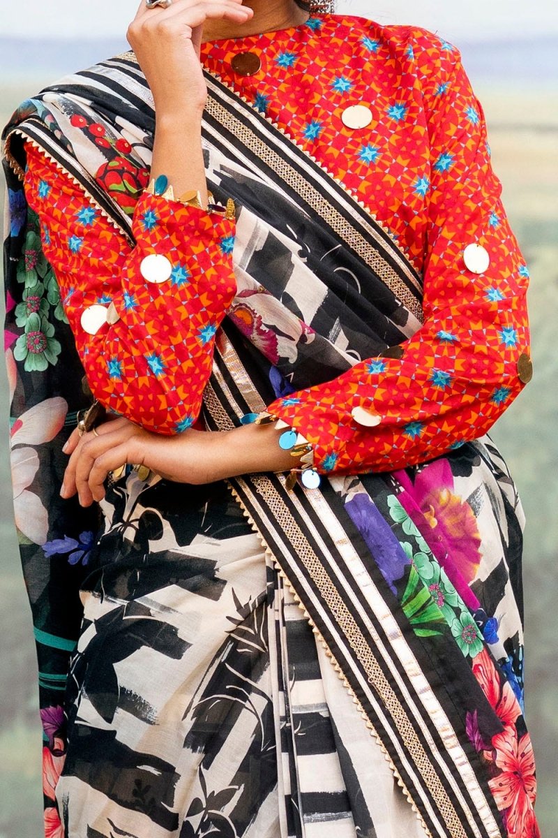 Gul Ahmed 3 Piece Unstitched Denting Lawn Saree SR-52008