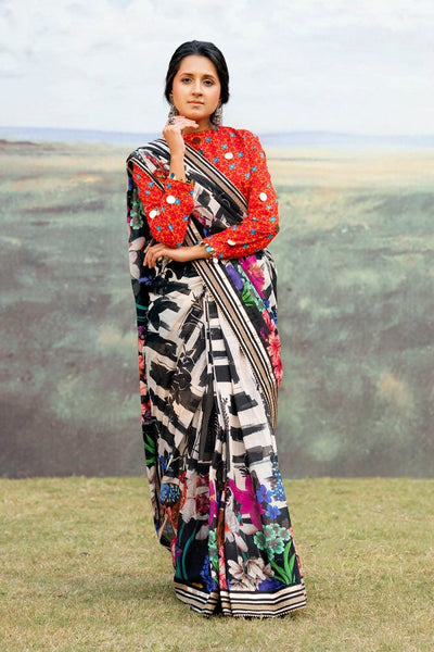 Gul Ahmed 3 Piece Unstitched Denting Lawn Saree SR-52008