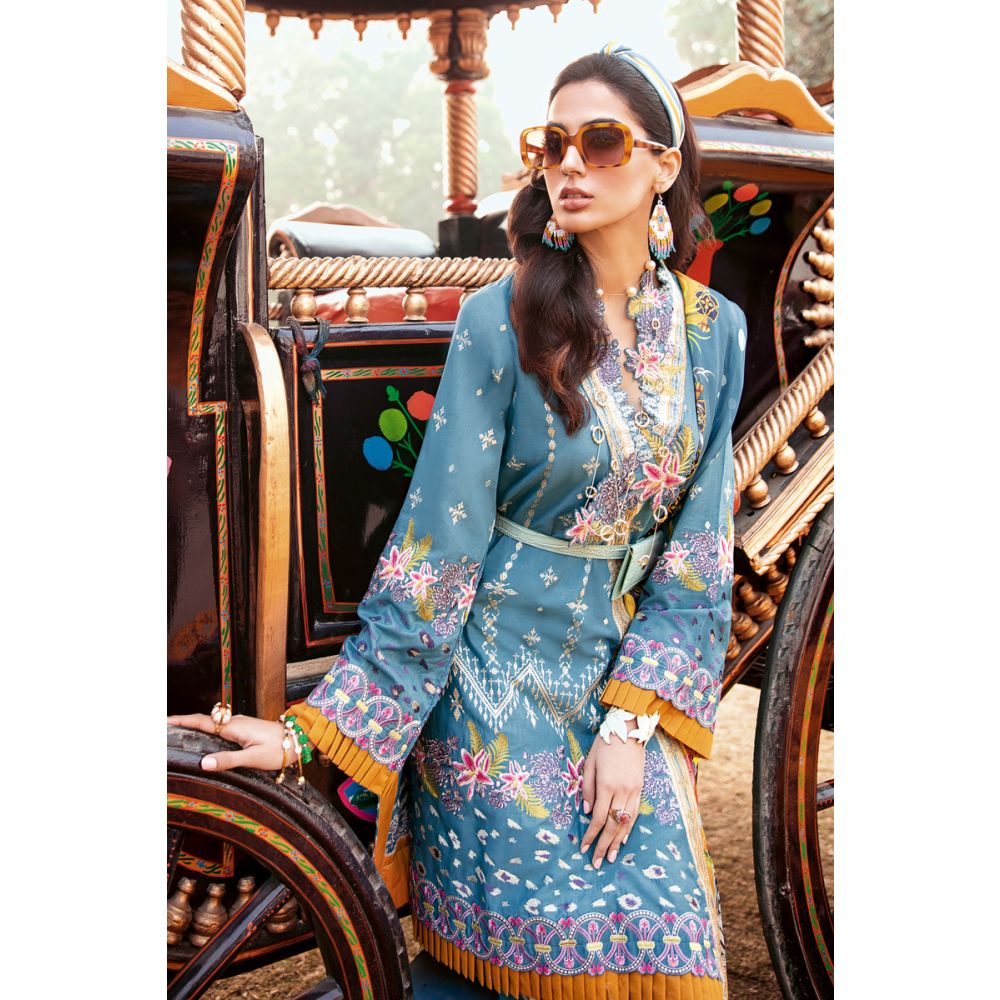 Digital Printed and Embroidered Unstitched 3 Piece Suit SSM-38