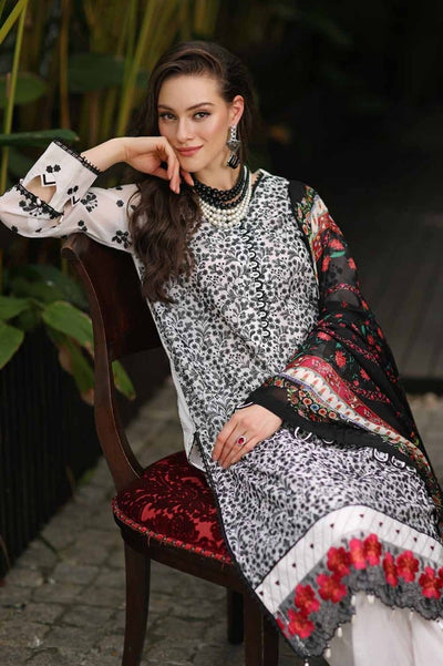 Gul Ahmed 3PC Embroidered Paper Cotton Unstitched Suit with Digital Printed Silk Dupatta and Inner - SSM-42007