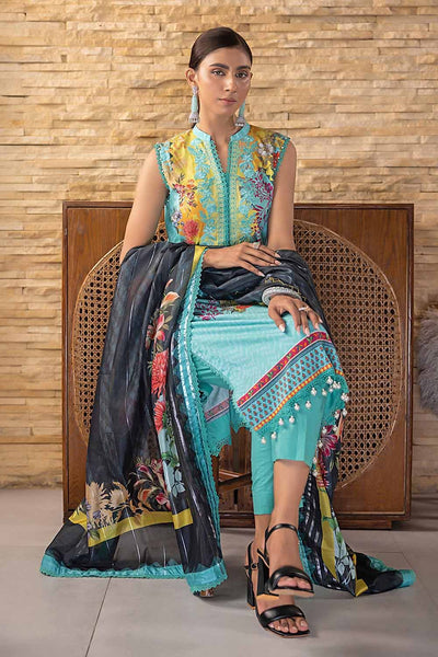 Gul Ahmed 3PC Digital Printed Cambric Unstitched Suit with Stripe Chiffon Dupatta ST-32016