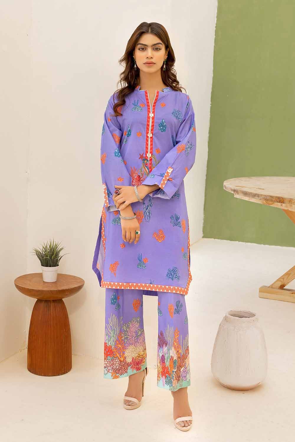 Gul Ahmed 2PC Printed Cambric Unstitched Suit TCN-32010