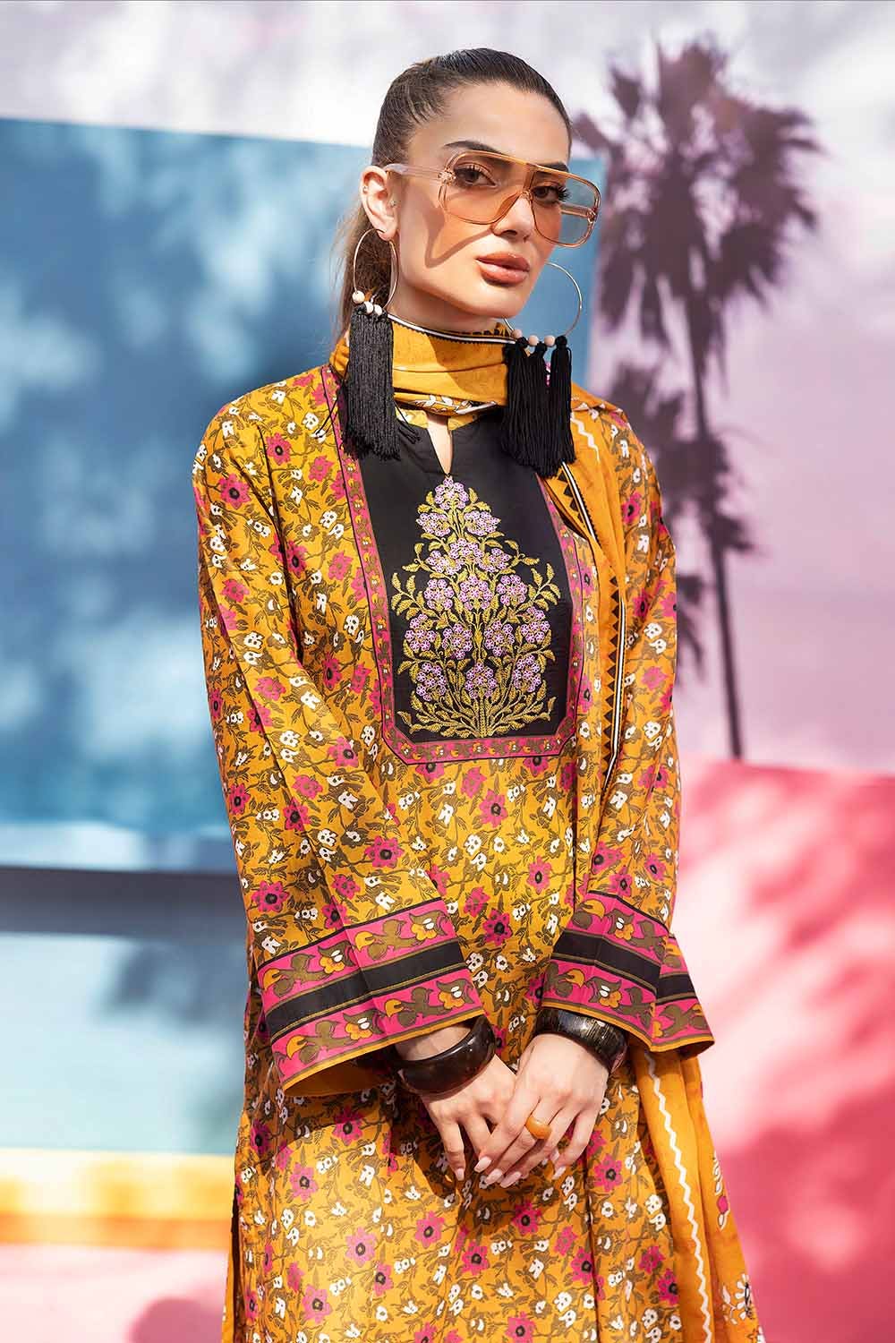Gul Ahmed 2PC Embroidered Printed Lawn Unstitched Suit TL-32081