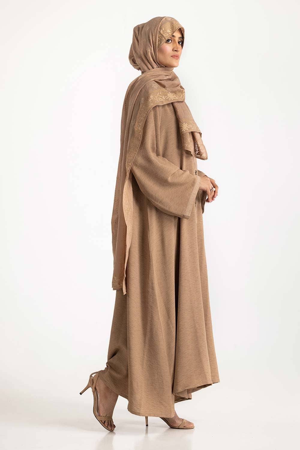 Gul Ahmed 02 Piece Stitched Nisa Georgette Dyed Abaya And Block Print Wool Chiffon Scarf WGB-KAB-22061