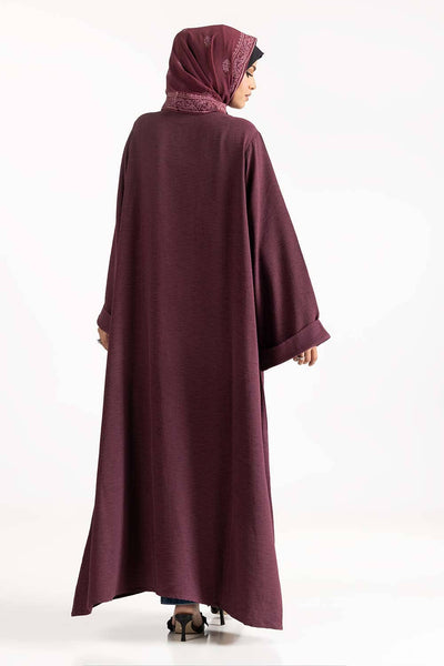Gul Ahmed 02 Piece Stitched Nisa Georgette Dyed Abaya And Block Print Wool Chiffon Scarf WGB-KAB-22062
