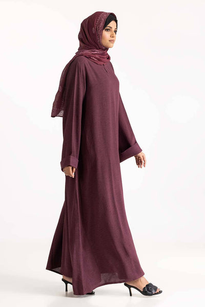 Gul Ahmed 02 Piece Stitched Nisa Georgette Dyed Abaya And Block Print Wool Chiffon Scarf WGB-KAB-22062