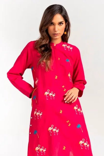 Gul Ahmed Kaaj 01 Piece Stitched Khaddar Dyed Embroidered Shirt WGK-KDW-DY-871