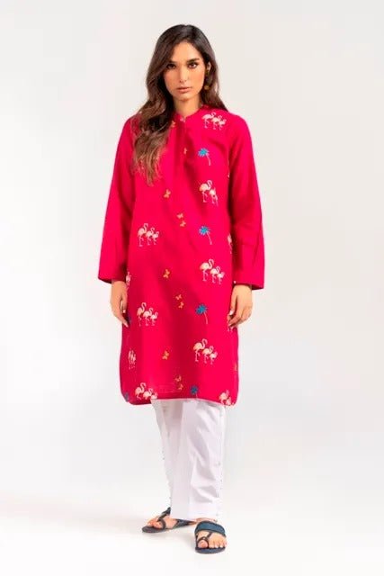 Gul Ahmed Kaaj 01 Piece Stitched Khaddar Dyed Embroidered Shirt WGK-KDW-DY-871