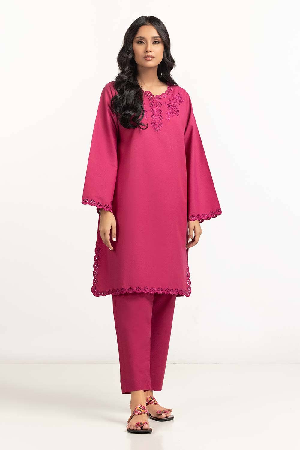 Gul Ahmed 02 Piece Stitched Silk Embroidered Shirt And Trouser WGK-SKS-DE-2760
