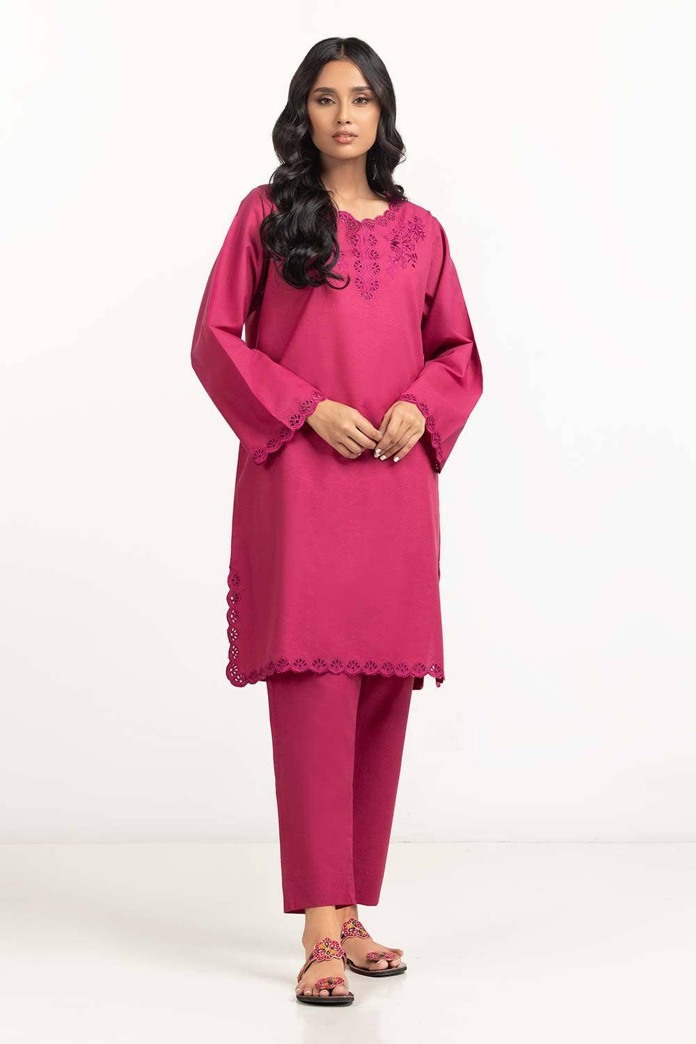 Gul Ahmed 02 Piece Stitched Silk Embroidered Shirt And Trouser WGK-SKS-DE-2760
