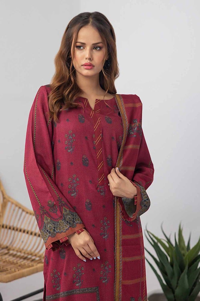 Gul Ahmed 3PC Printed Dhanak Stitched Suit WNS-32185 B