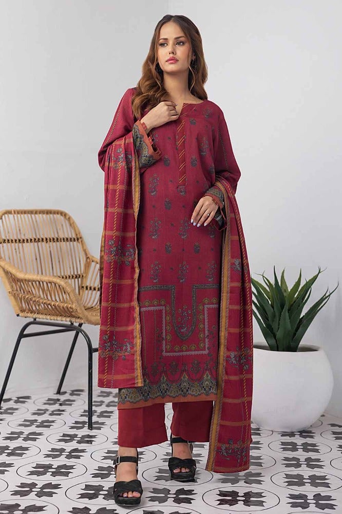 Gul Ahmed 3PC Printed Dhanak Stitched Suit WNS-32185 B