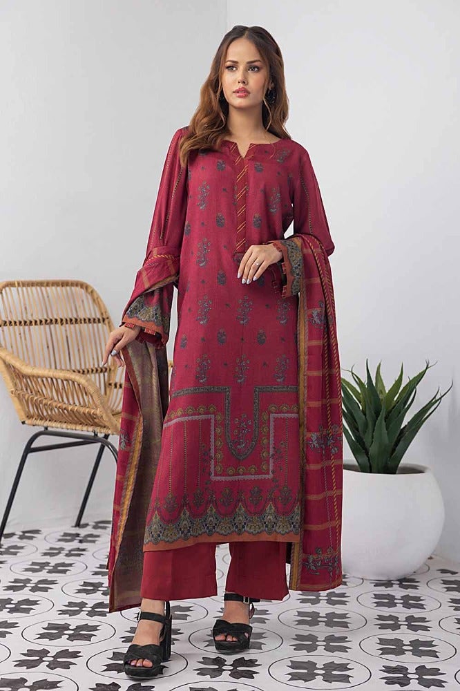 Gul Ahmed 3PC Printed Dhanak Stitched Suit WNS-32185 B