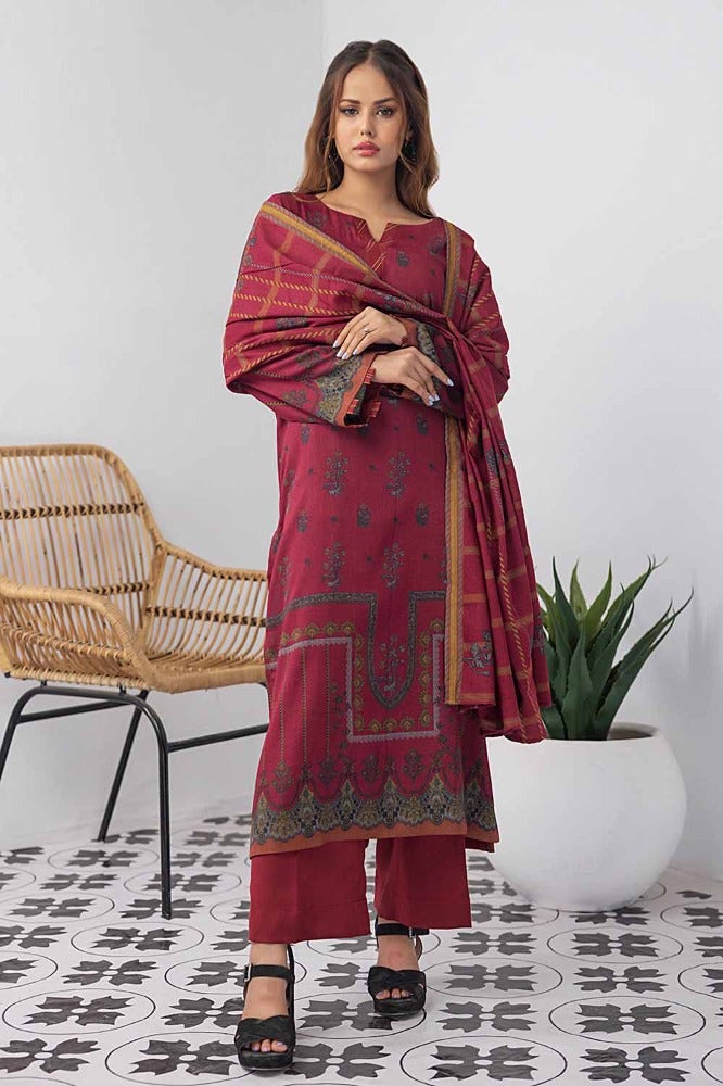 Gul Ahmed 3PC Printed Dhanak Stitched Suit WNS-32185 B