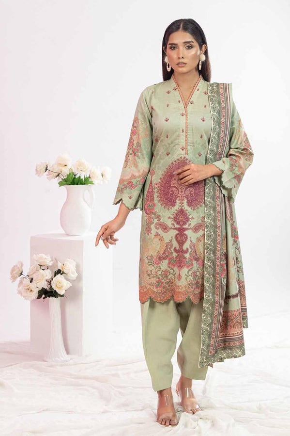 Gul Ahmed 3PC Printed Chambray Stitched Suit WNS-32281 A