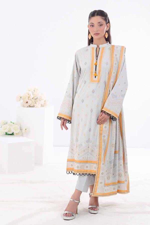 Gul Ahmed 3PC Gold Printed Dhanak Stitched Suit WNS-32334 A