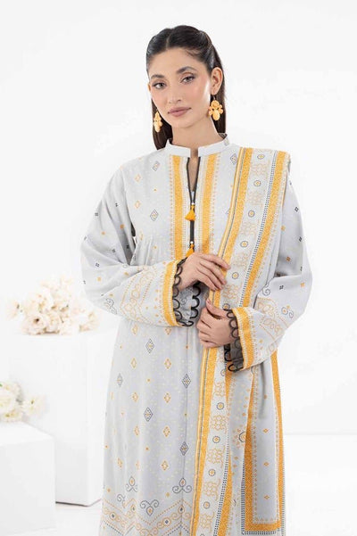 Gul Ahmed 3PC Gold Printed Dhanak Stitched Suit WNS-32334 A