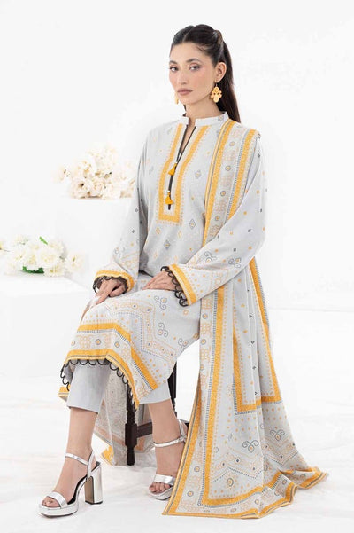 Gul Ahmed 3PC Gold Printed Dhanak Stitched Suit WNS-32334 A