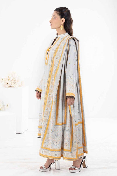 Gul Ahmed 3PC Gold Printed Dhanak Stitched Suit WNS-32334 A