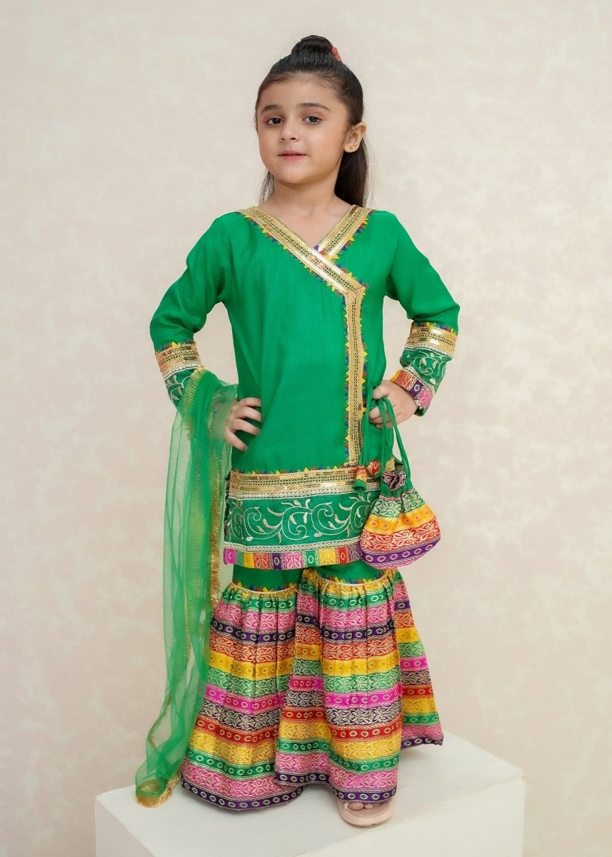 Modest Stitched Kid’s Mah e Noor Green - 8715