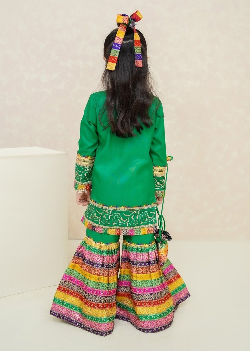 Modest Stitched Kid’s Mah e Noor Green - 8715