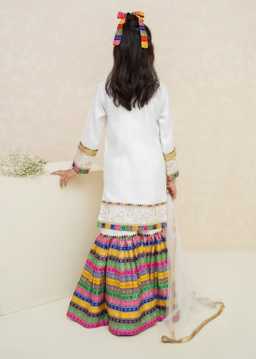 Modest Stitched Kid’s Mah e Noor White - 8715