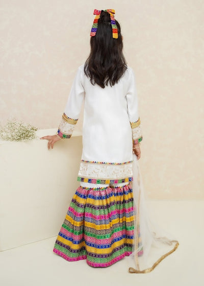 Modest Stitched Kid’s Mah e Noor White - 8715