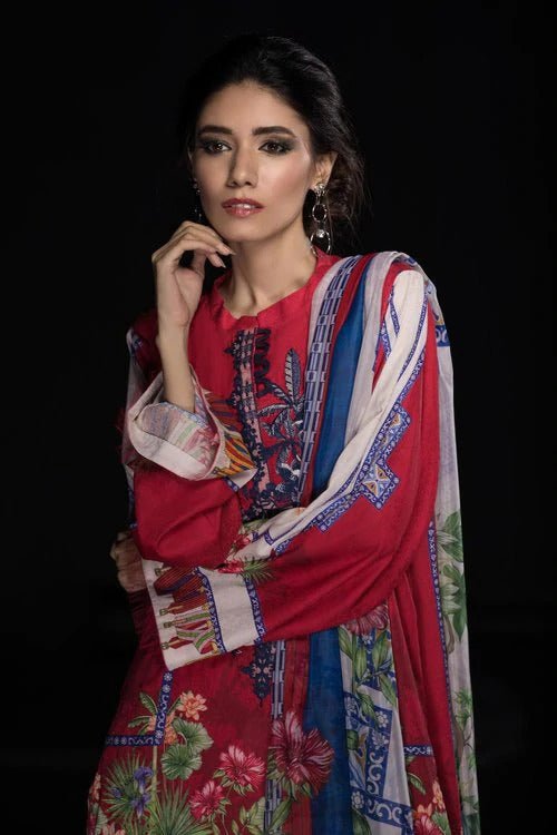 Sapphire Rusted Crimson 2 Piece Unstitched Suit - Red