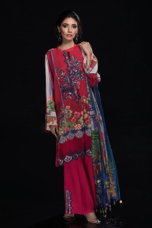 Sapphire Rusted Crimson 2 Piece Unstitched Suit - Red