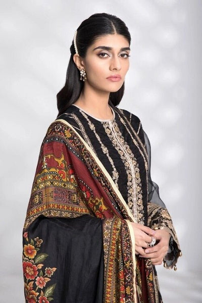Sapphire 3 Piece Unstitched Embroidered Blended Organza Dark Strom - V1