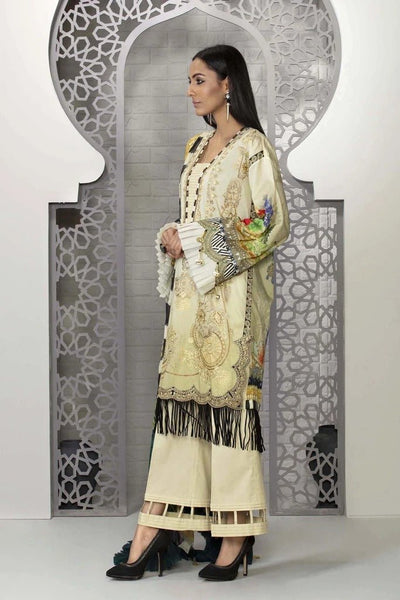 Sapphire 3 Piece Unstitched Embroidered Fine Lawn Suit Giallo - V4