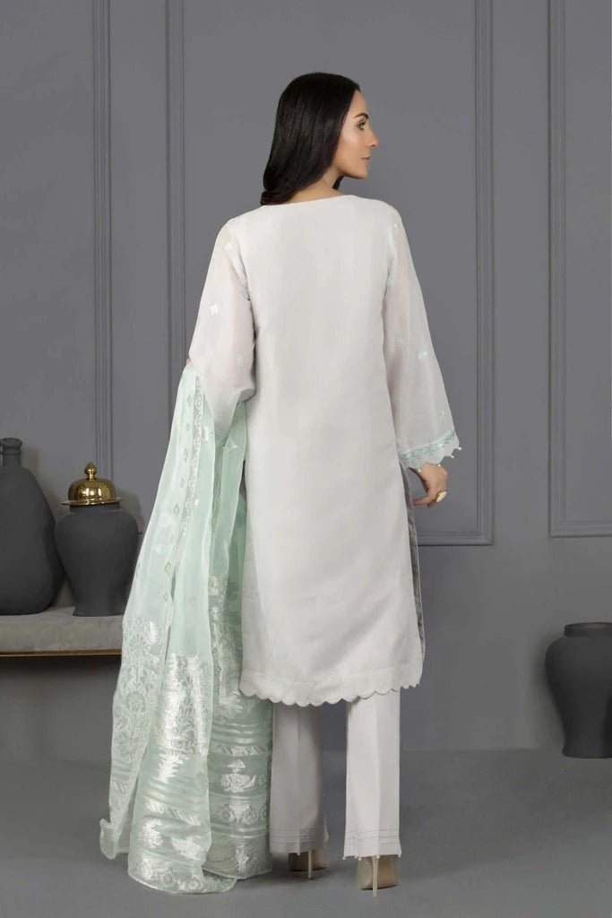 Sapphire 3 Piece Unstitched Embroidered Khaddi Zari Cotton Mint Obsession - V4
