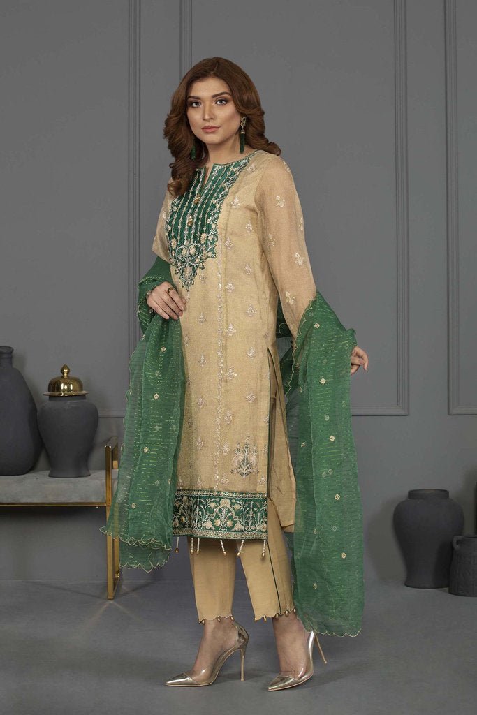 Sapphire 3 Piece Unstitched Embroidered Soft Escape - V4
