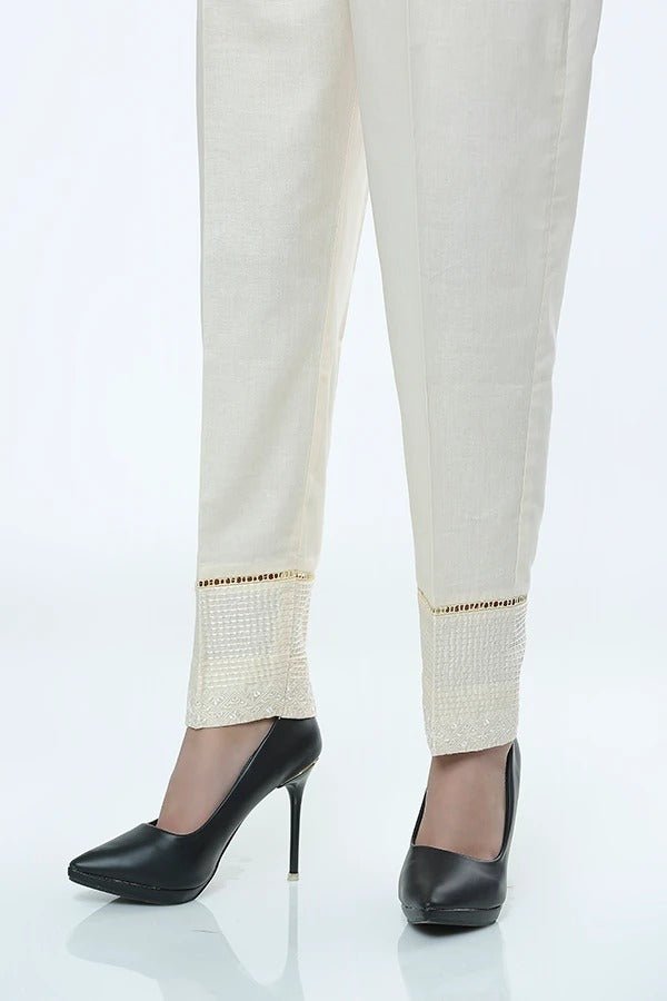 LSM Embroidered Stitched Trousers LSM-1620-Cream