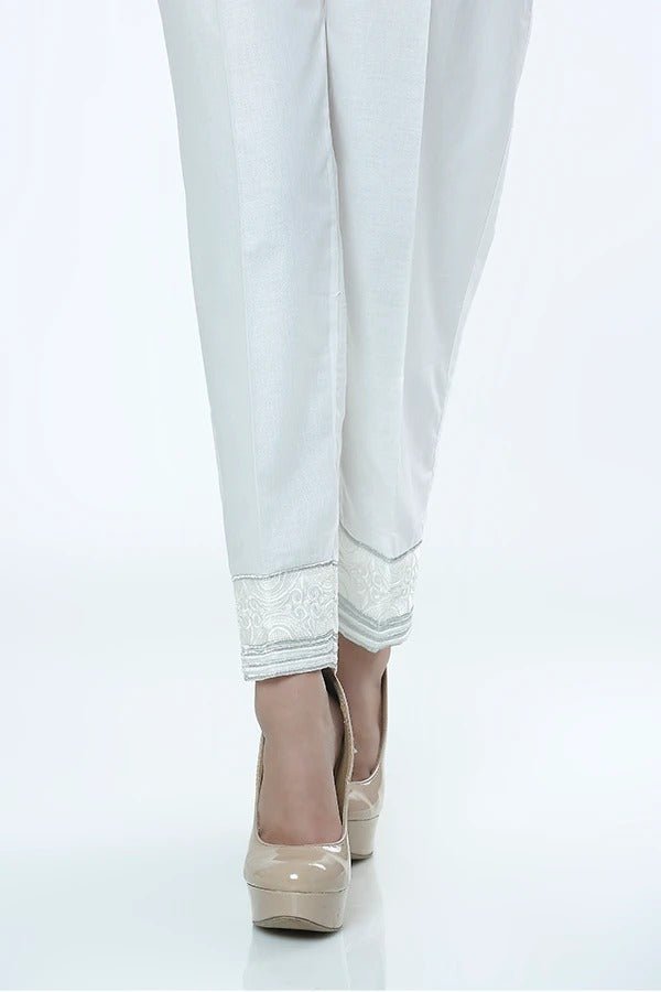 LSM Embroidered Stitched Trousers LSM-1595-White
