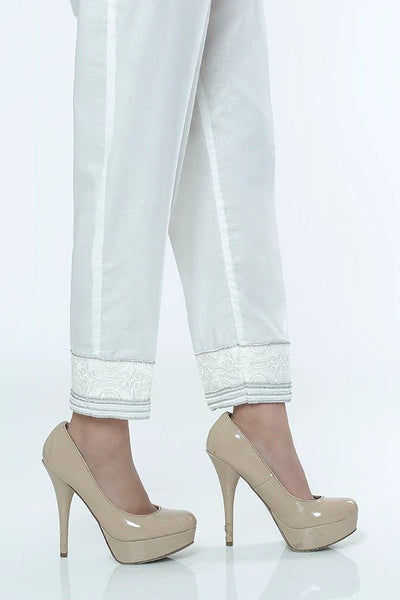 LSM Embroidered Stitched Trousers LSM-1595-White
