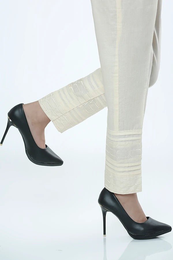 LSM Embroidered Stitched Trousers LSM-1617-Cream