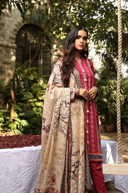 Lakhany Aangan Embroidered Unstitched 3 Piece Suit AE-6601 A