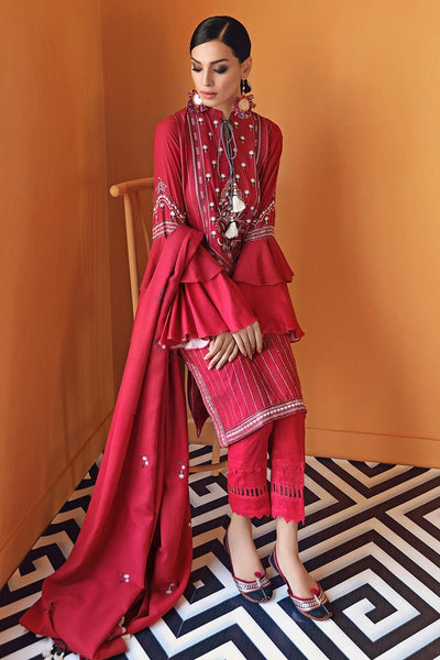 Gul Ahmed 3 PC Unstitched Embroidered Suit with Karandi Dupatta ADE-09
