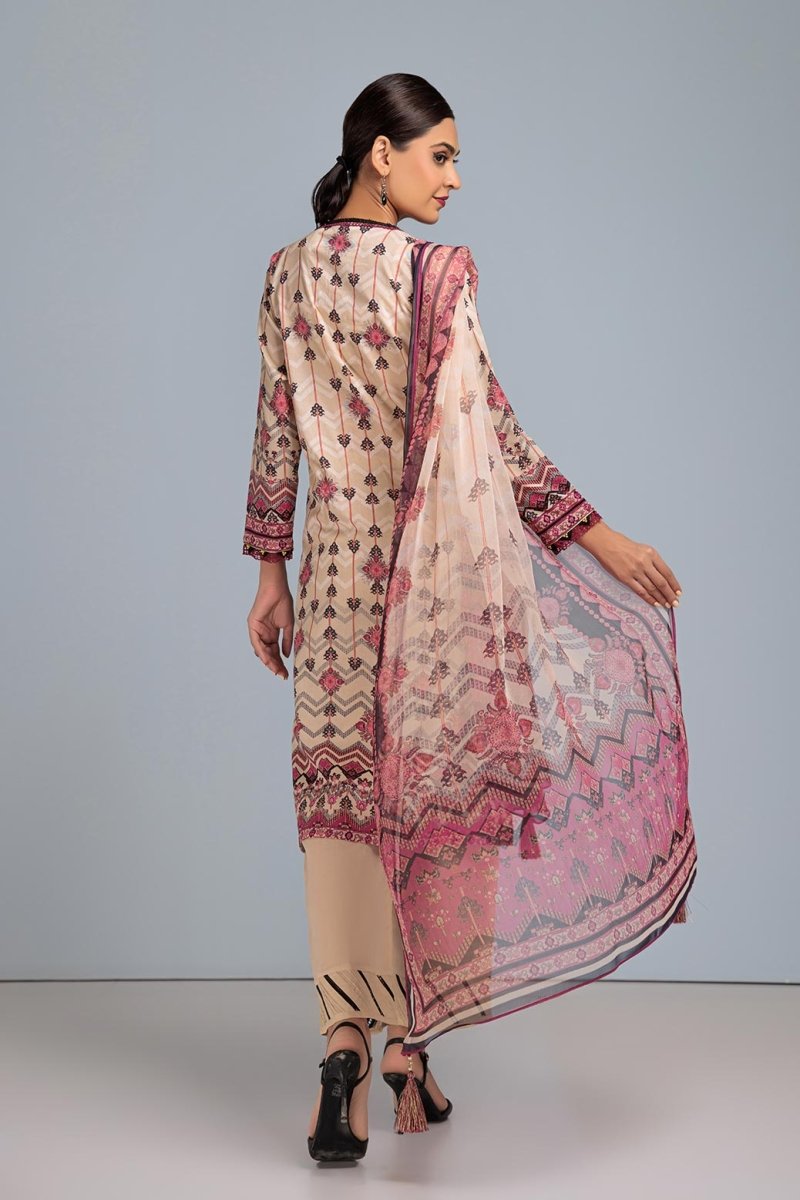 Ready To Wear Bonanza 3 Piece Digital Printed Lawn Suit - ASO233P116-BEIGE
