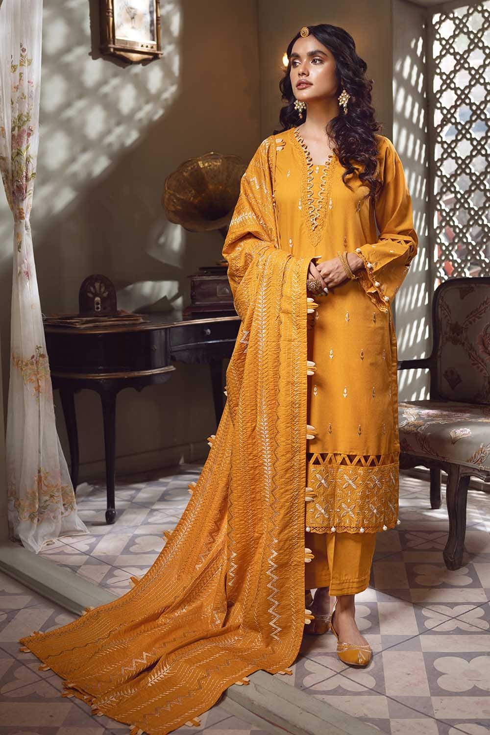 Gul Ahmed 3PC Karandi Embroidered Unstitched Suit AY-22008